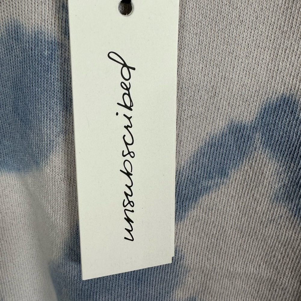 Unsubscribed Tie-Dye Sweatshirt Blue Distressed 100% cotton size XS oversized - Picture 5 of 7